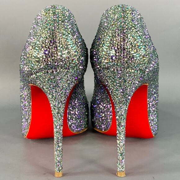 Size 9.5 Kate Strass Multi Color Red Suede Rhinestones Pointed Toe Pumps - Picture 3 of 10